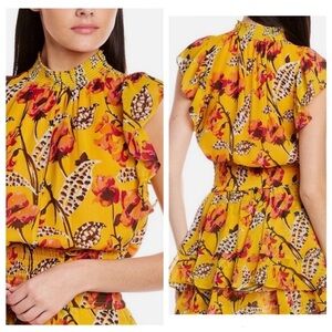 A.L.C. Yellow Floral Ruffle Blouse